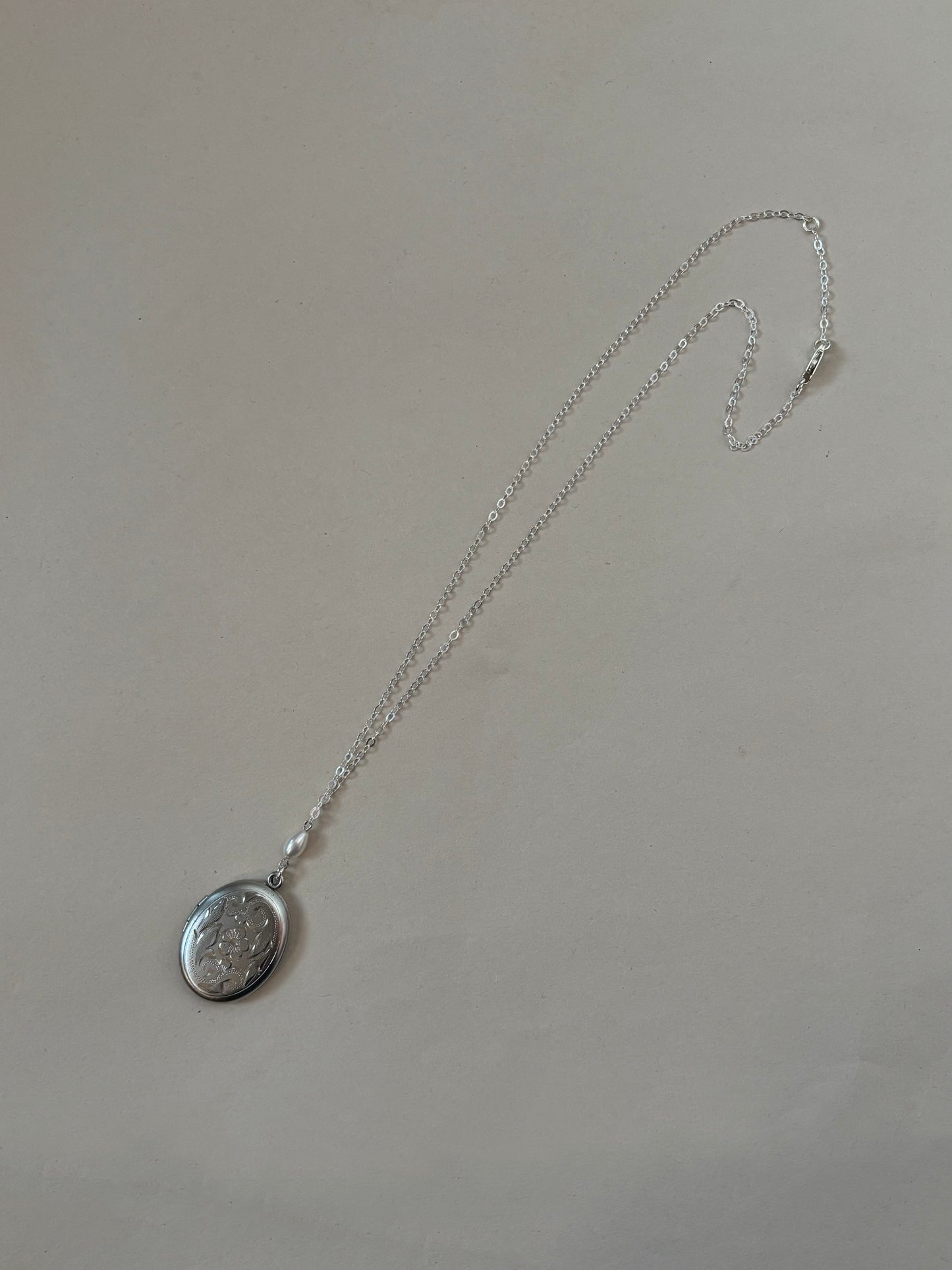 large silver locket necklace