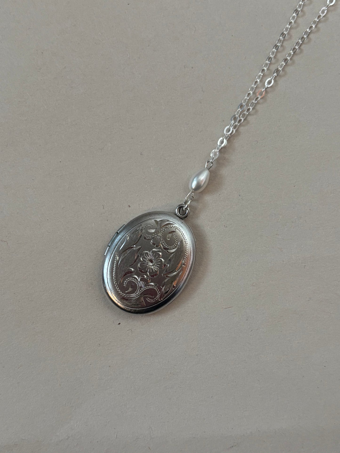 large silver locket necklace