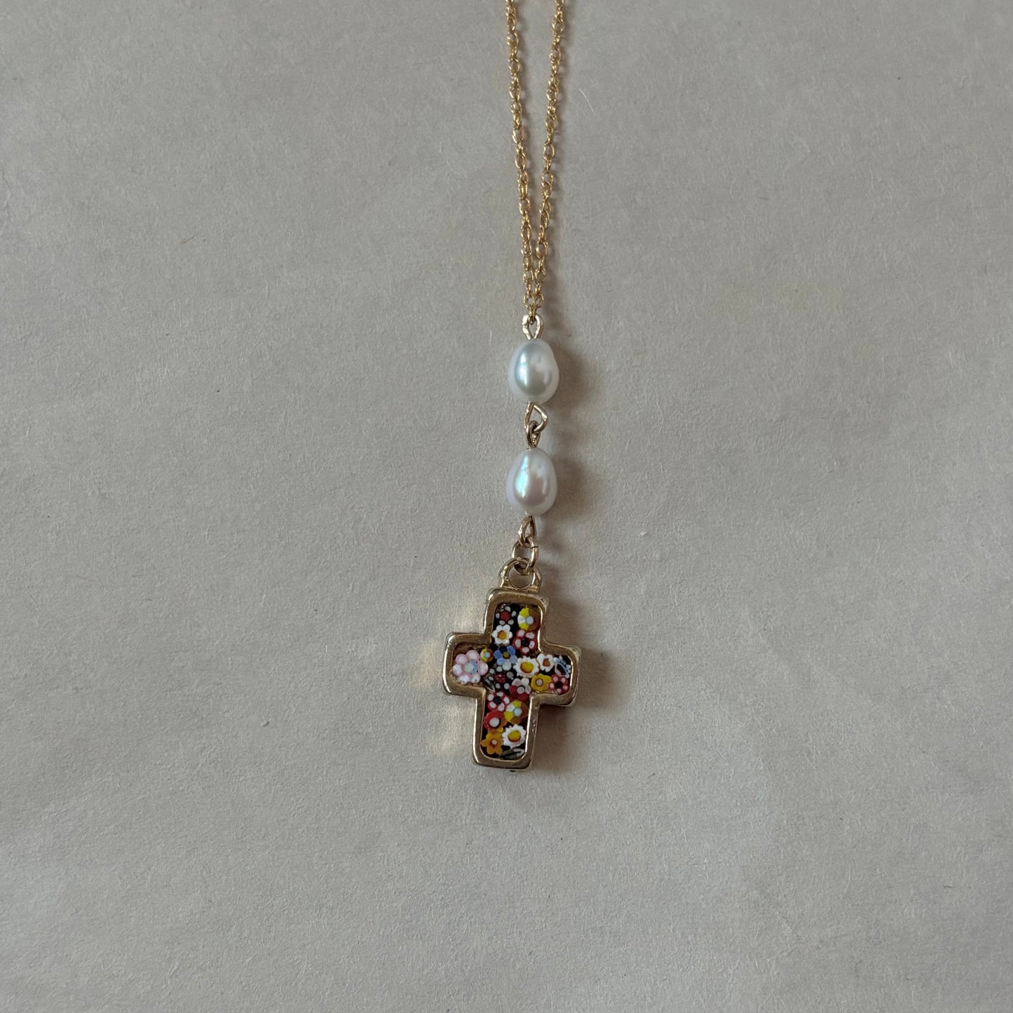 mini mosaic cross necklace