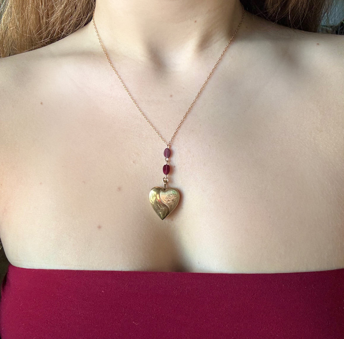 rose heart locket necklace