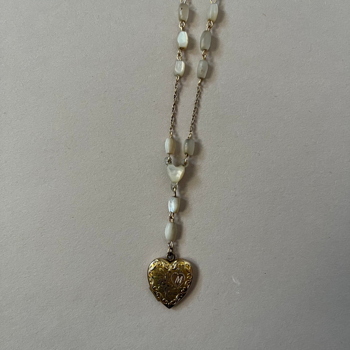mother of pearl heart necklace