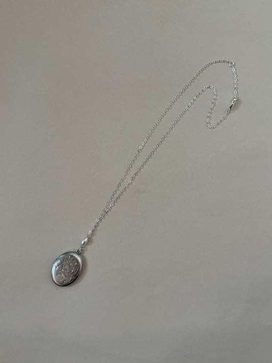 large silver locket necklace