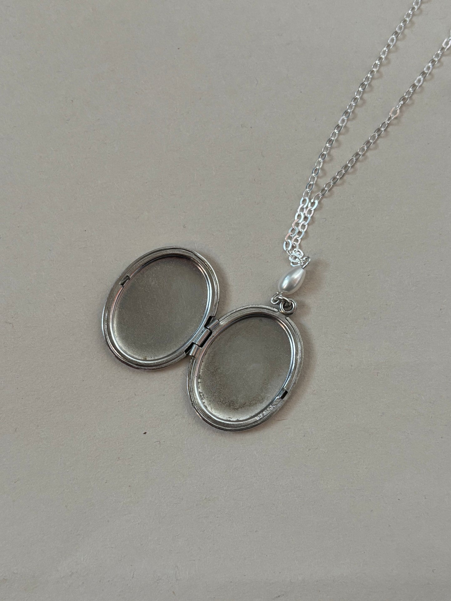 large silver locket necklace