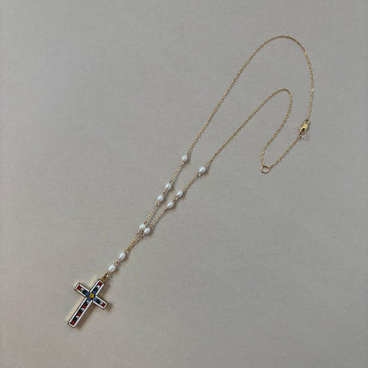 mosaic cross necklace