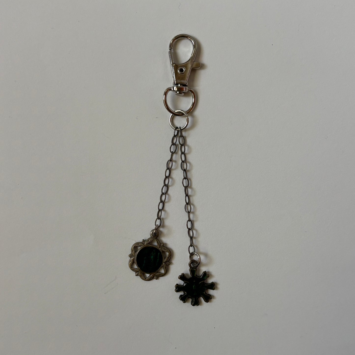 green enamel keychain