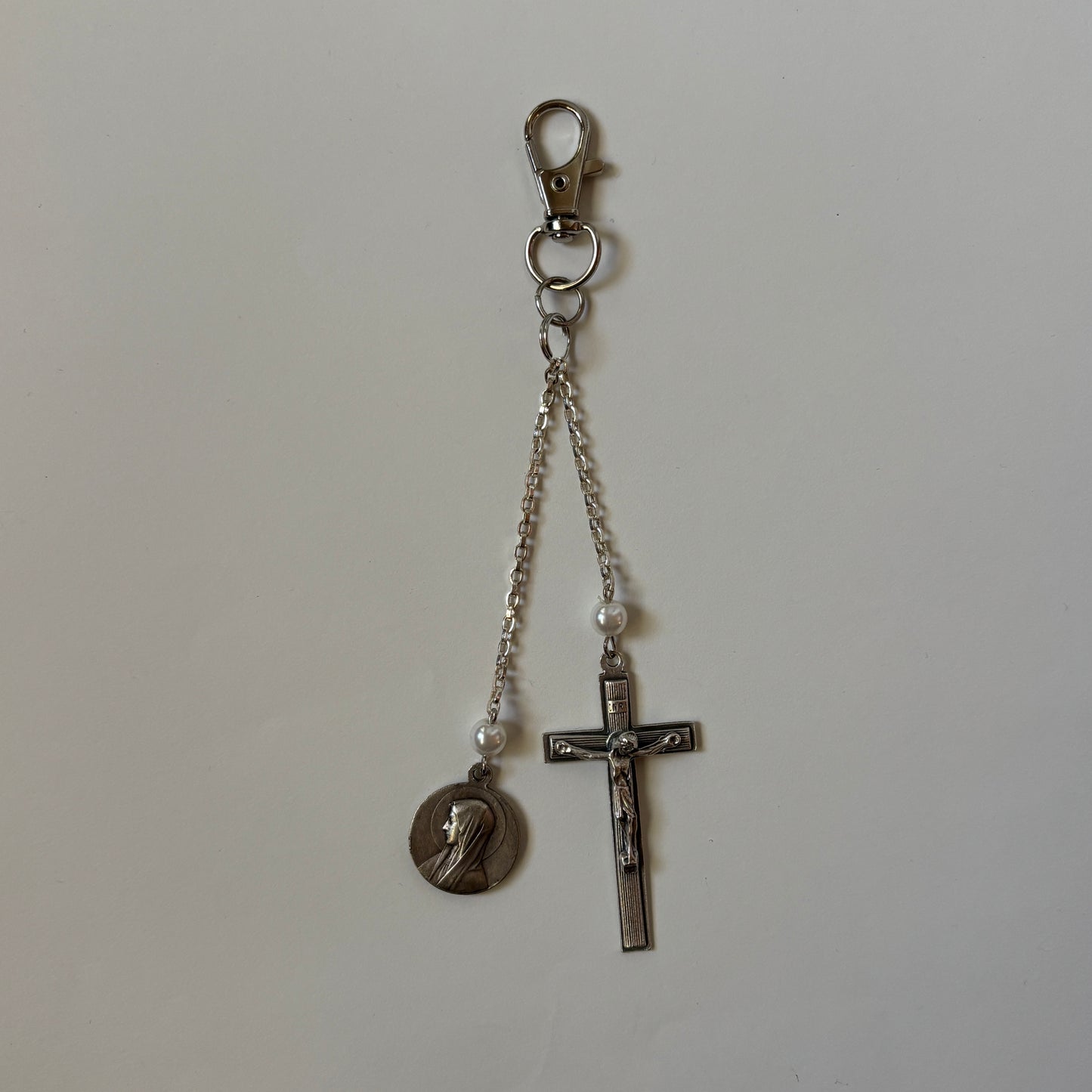 mary cross keychain