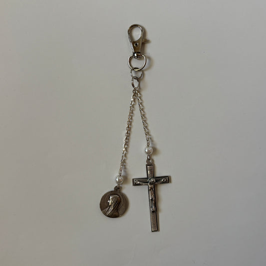 mary cross keychain