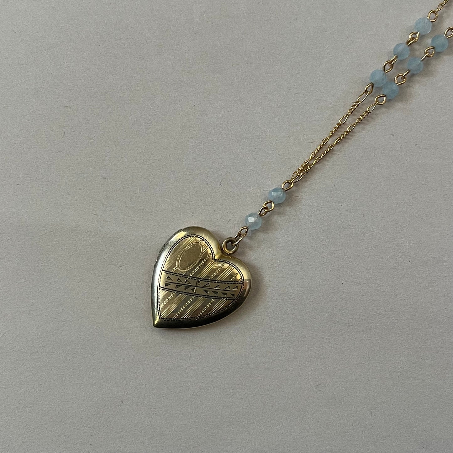 aqua heart locket necklace