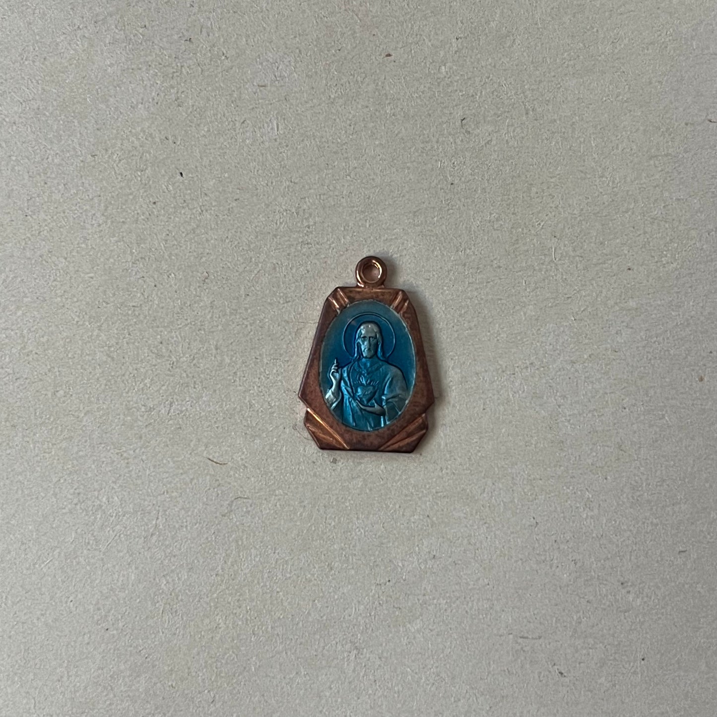 copper jesus enamel pendant