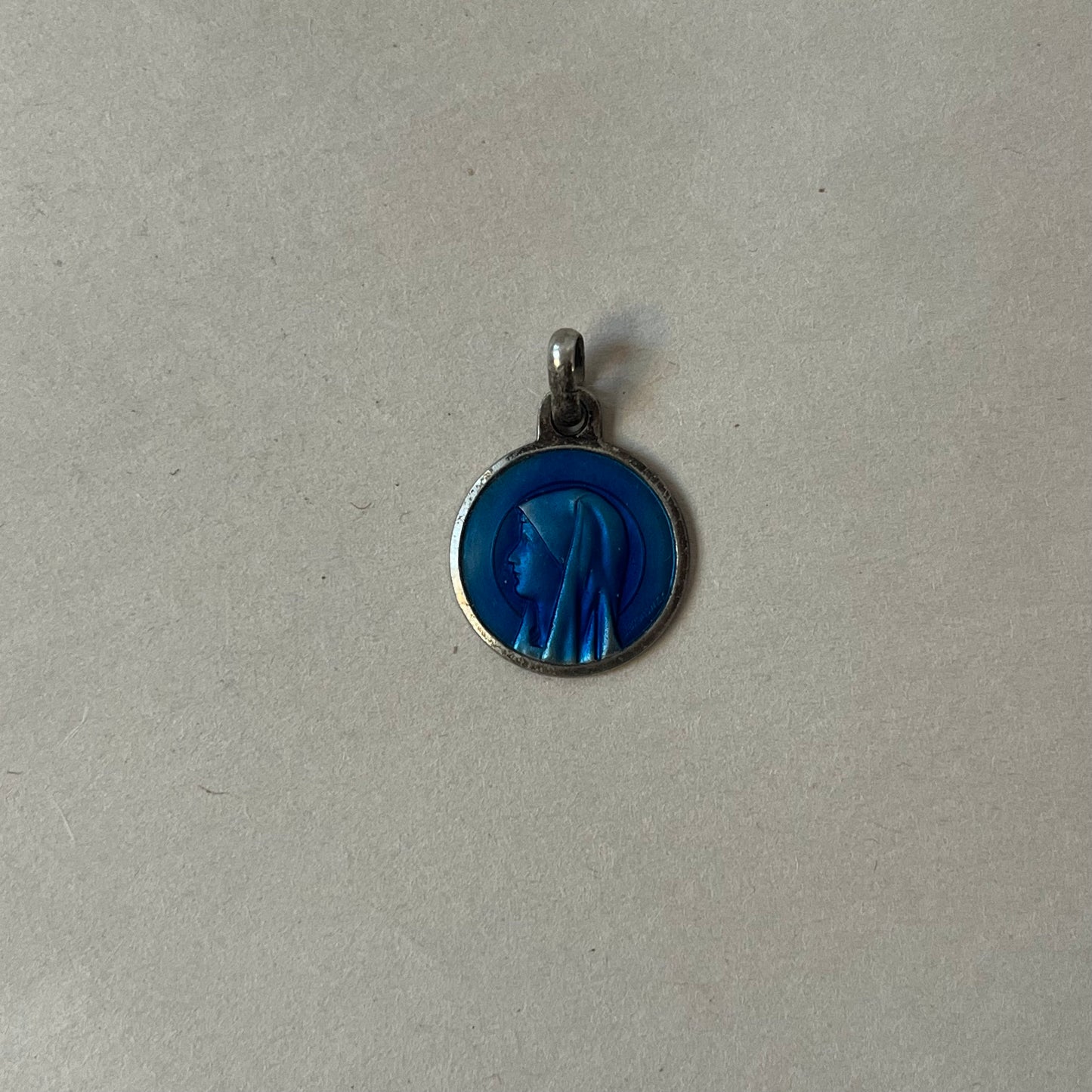 blue enamel mary pendant