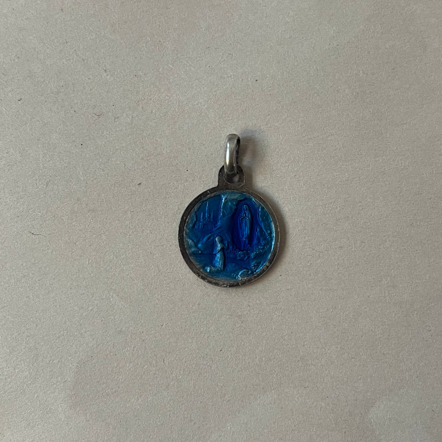 blue enamel mary pendant