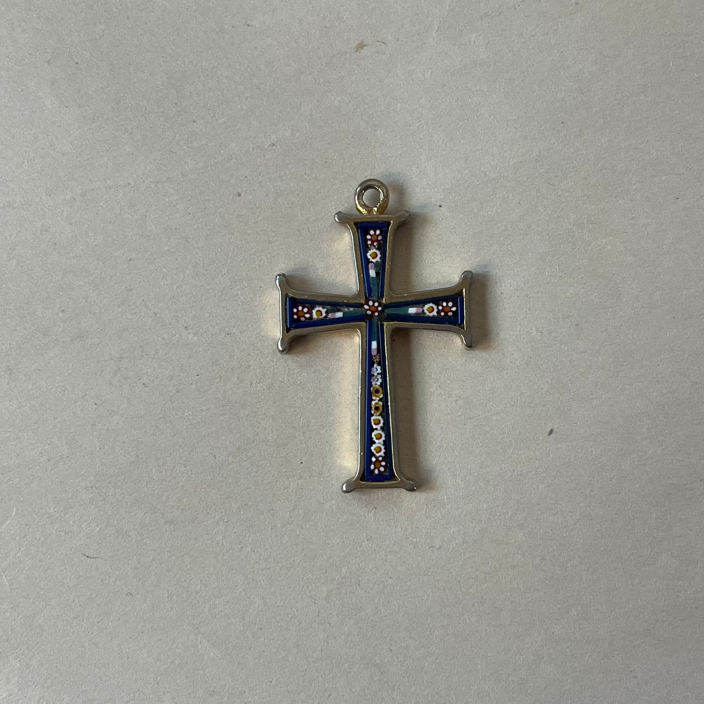 gothic mosaic cross pendant