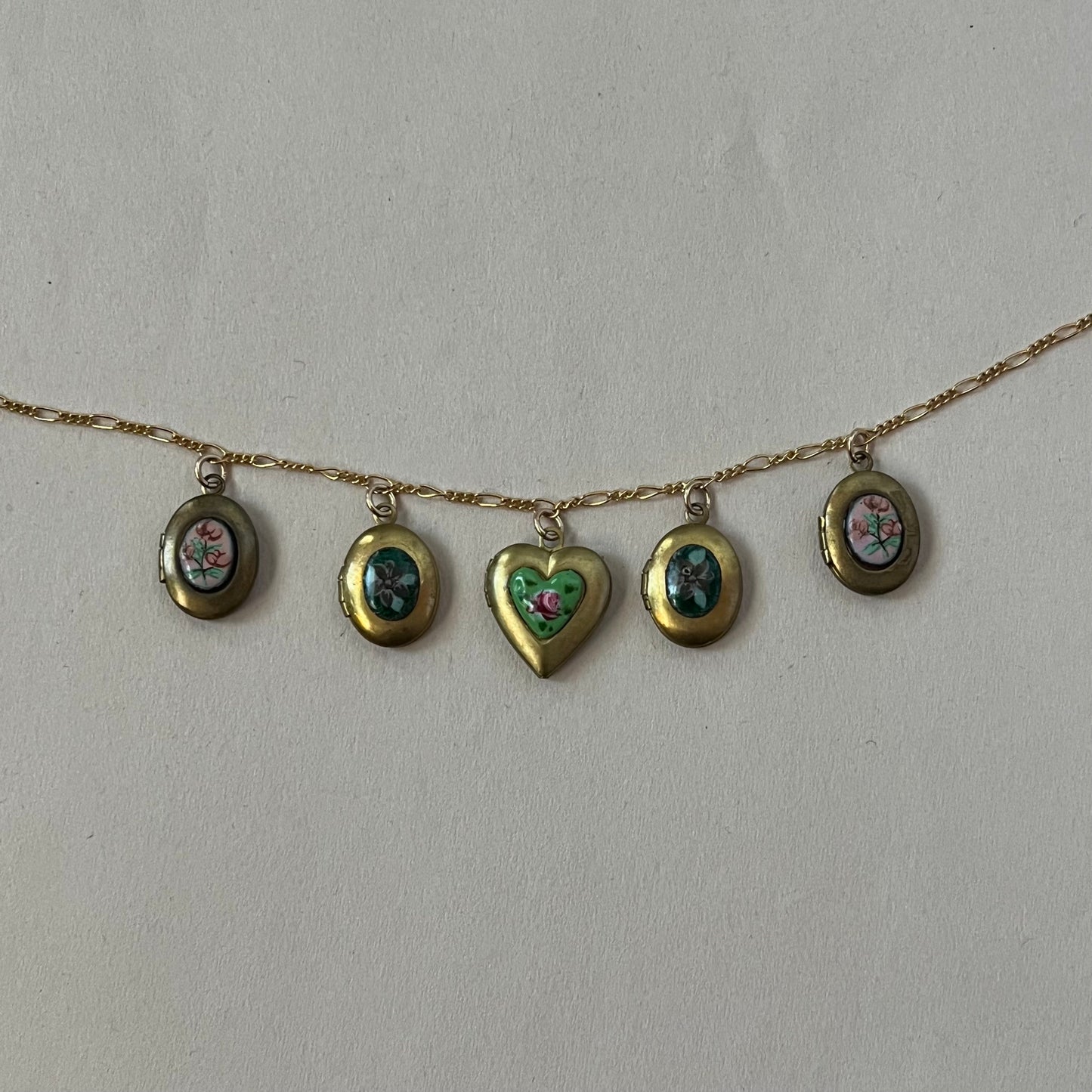 painted heart locket necklace