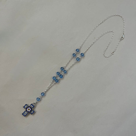 blue mosiac mini necklace