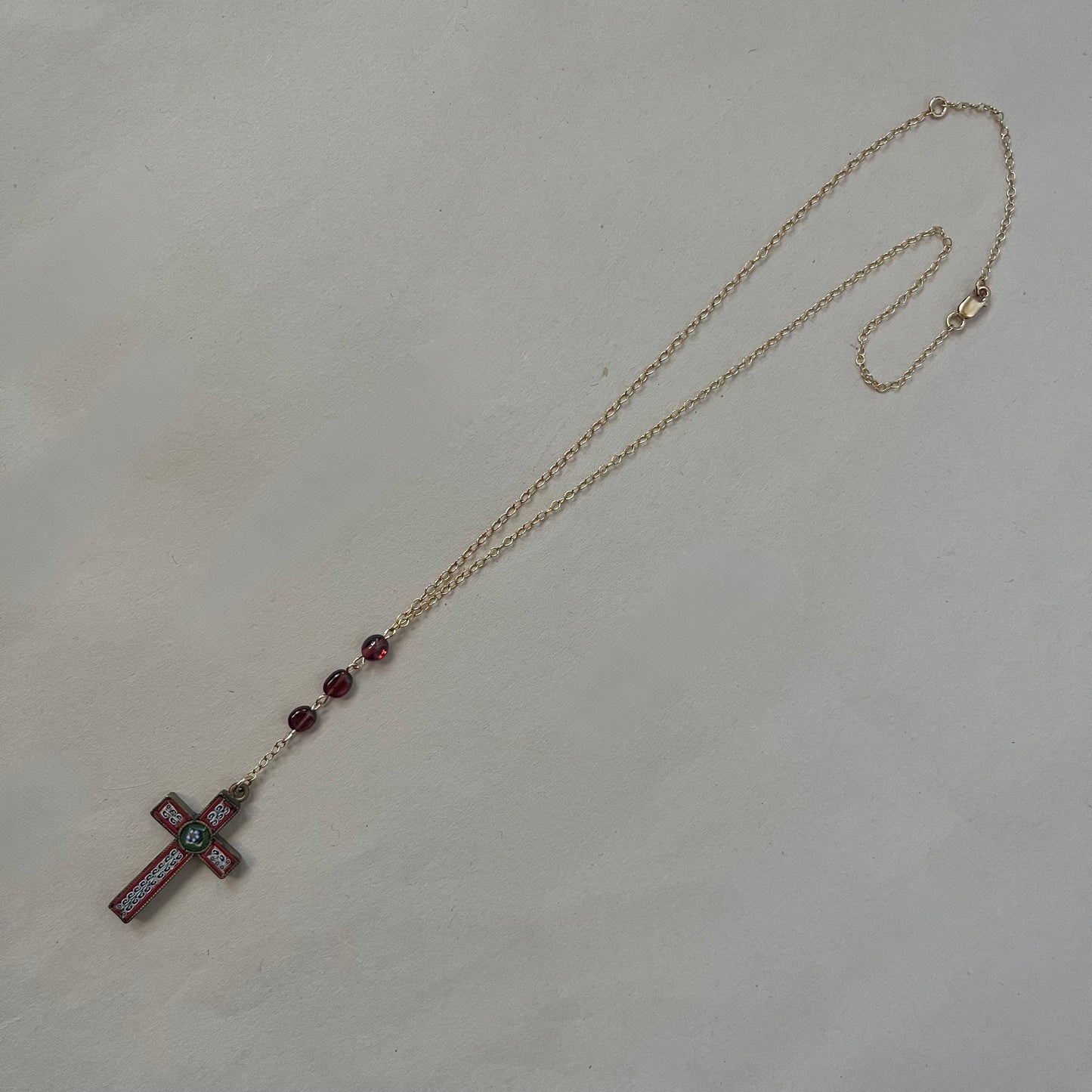 mini mosaic cross necklace