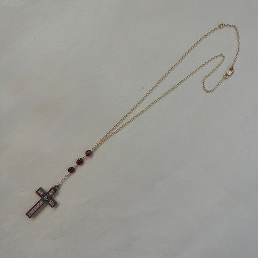 mini mosaic cross necklace