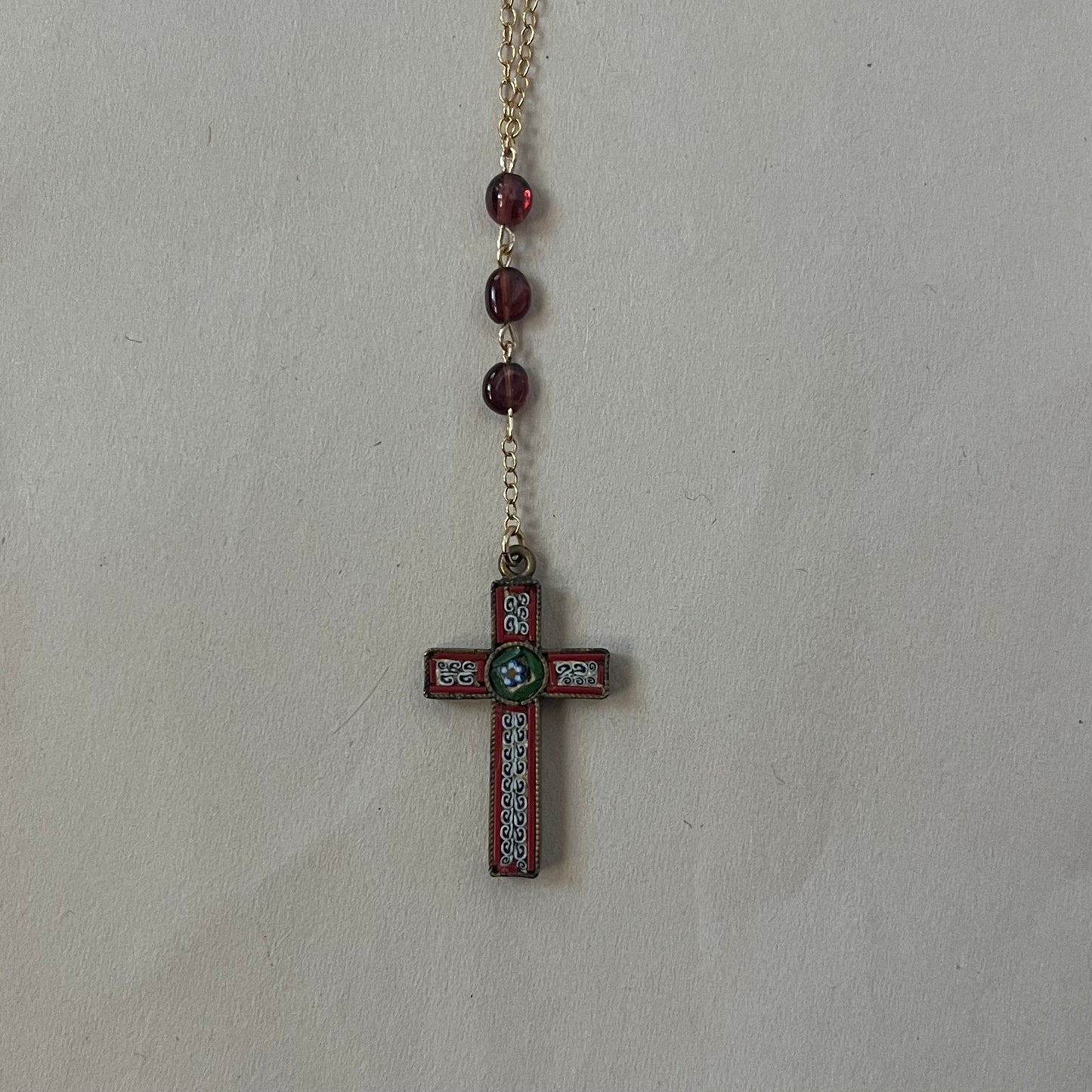 mini mosaic cross necklace