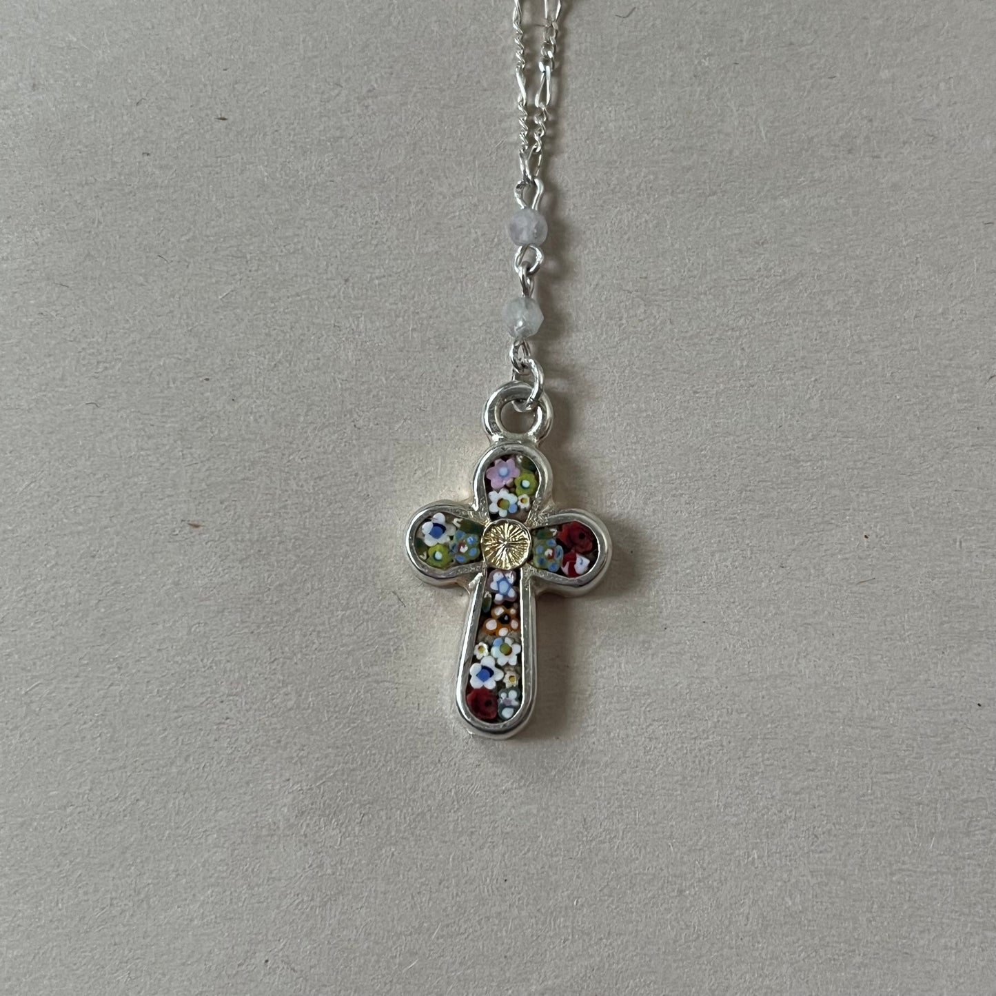 micro mosaic cross necklace