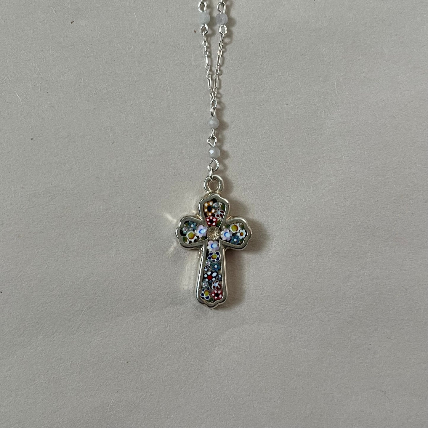 micro mosaic cross necklace