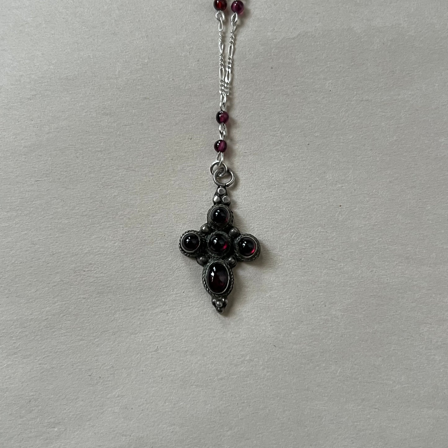 garnet cross necklace