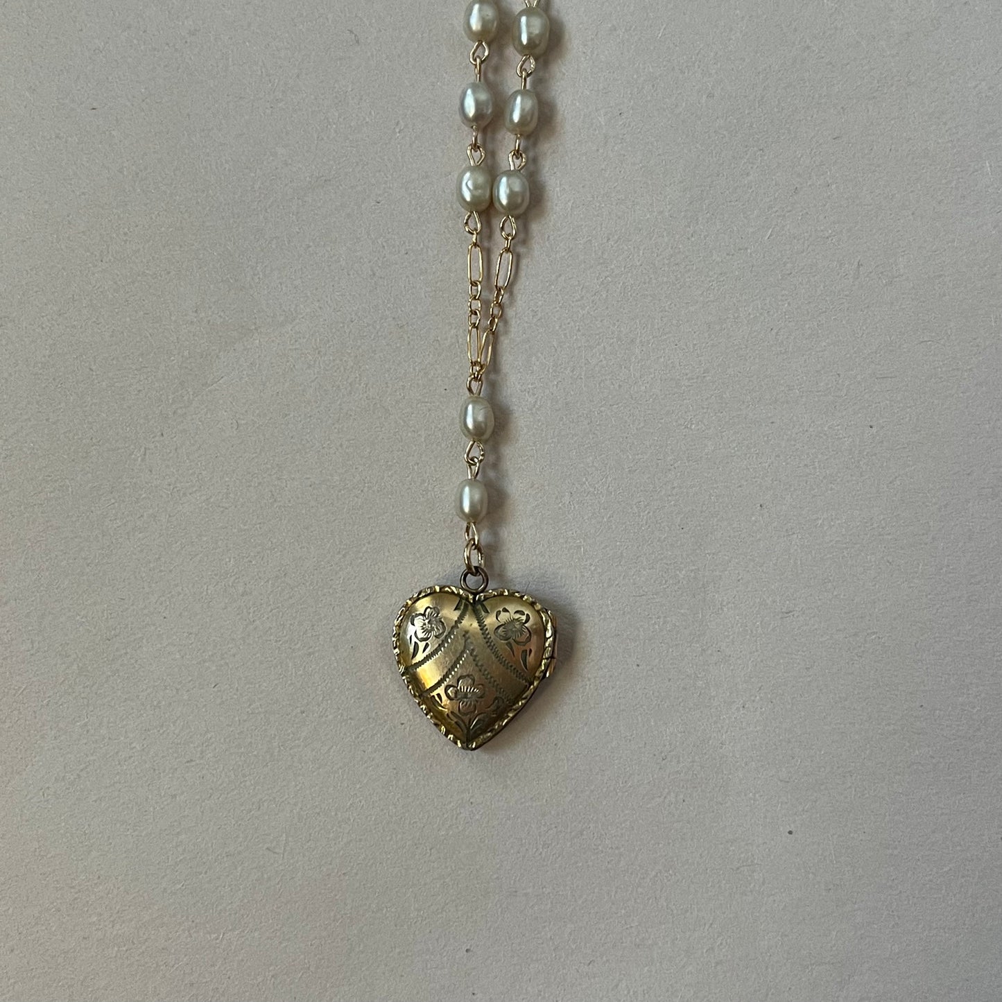 pearl heart locket necklace