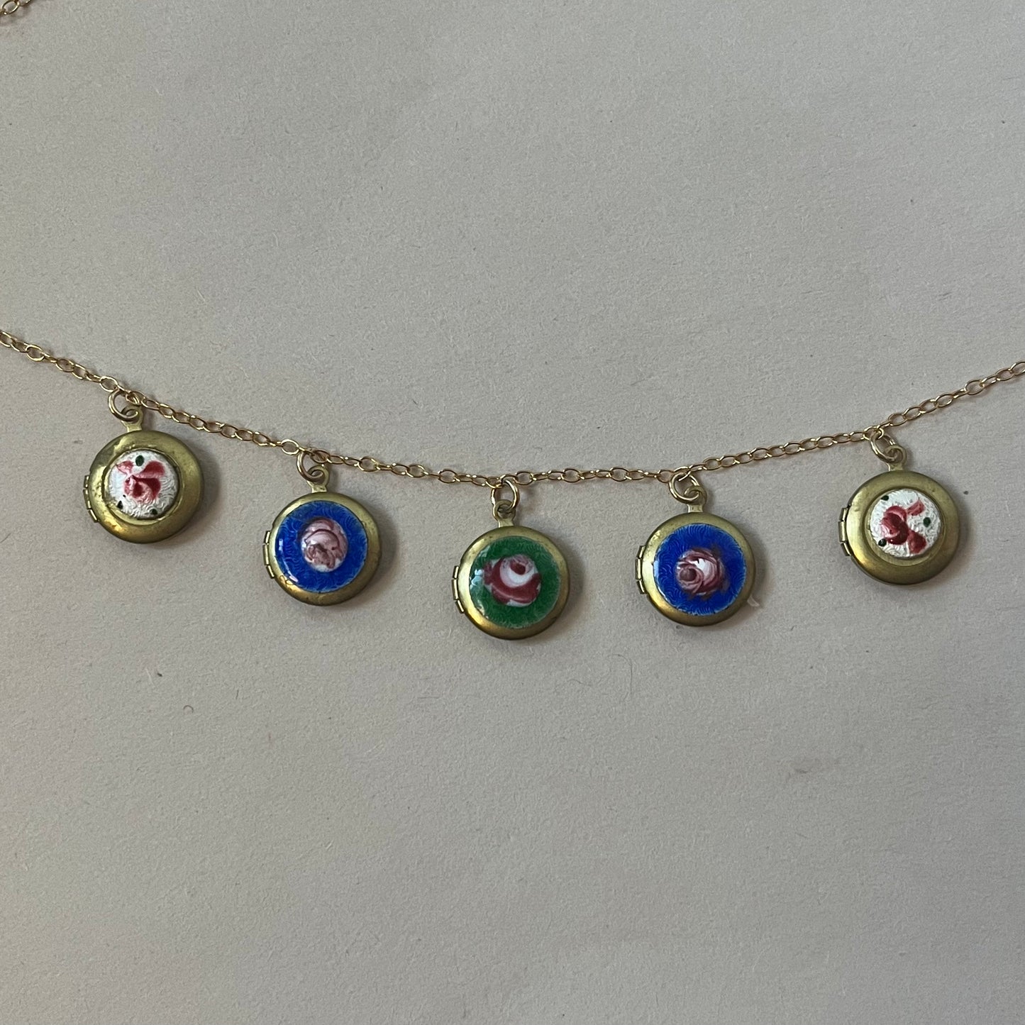 painted circle locket necklace