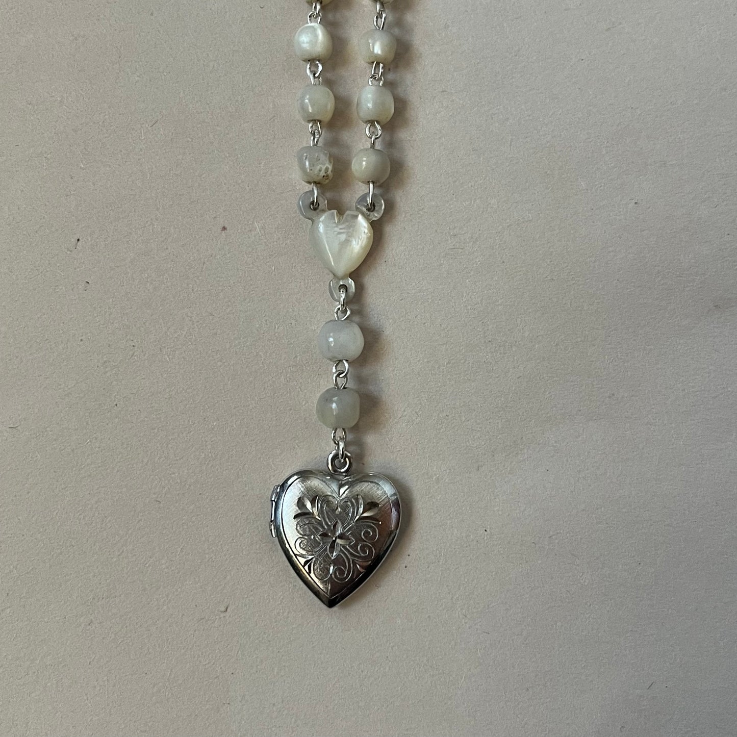 mother of pearl heart necklace