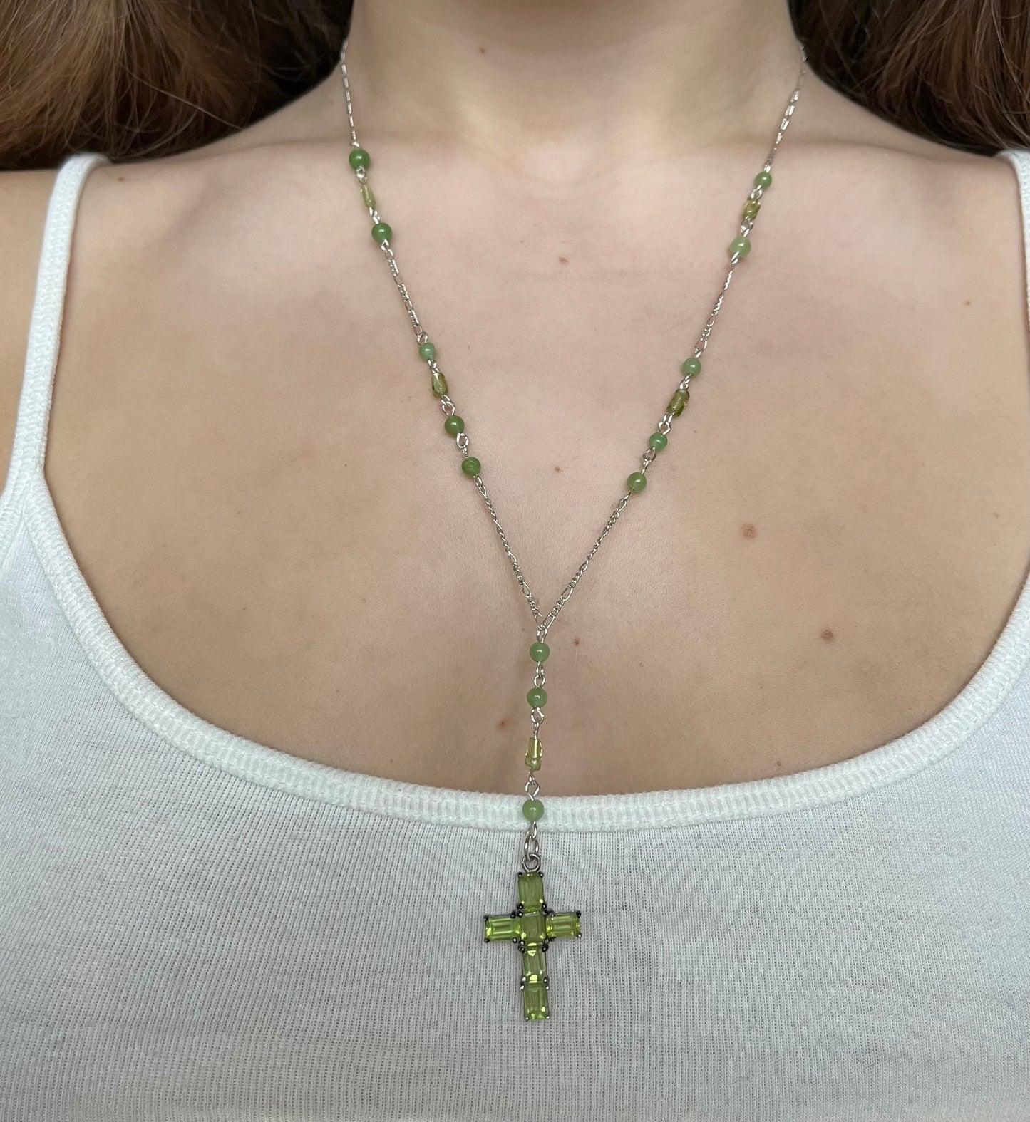 peridot cross necklace