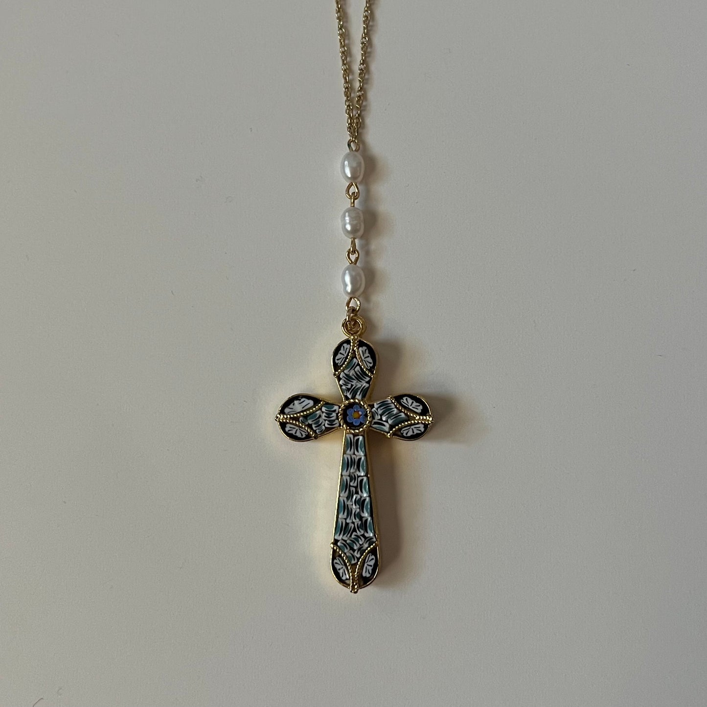 mosaic cross necklace