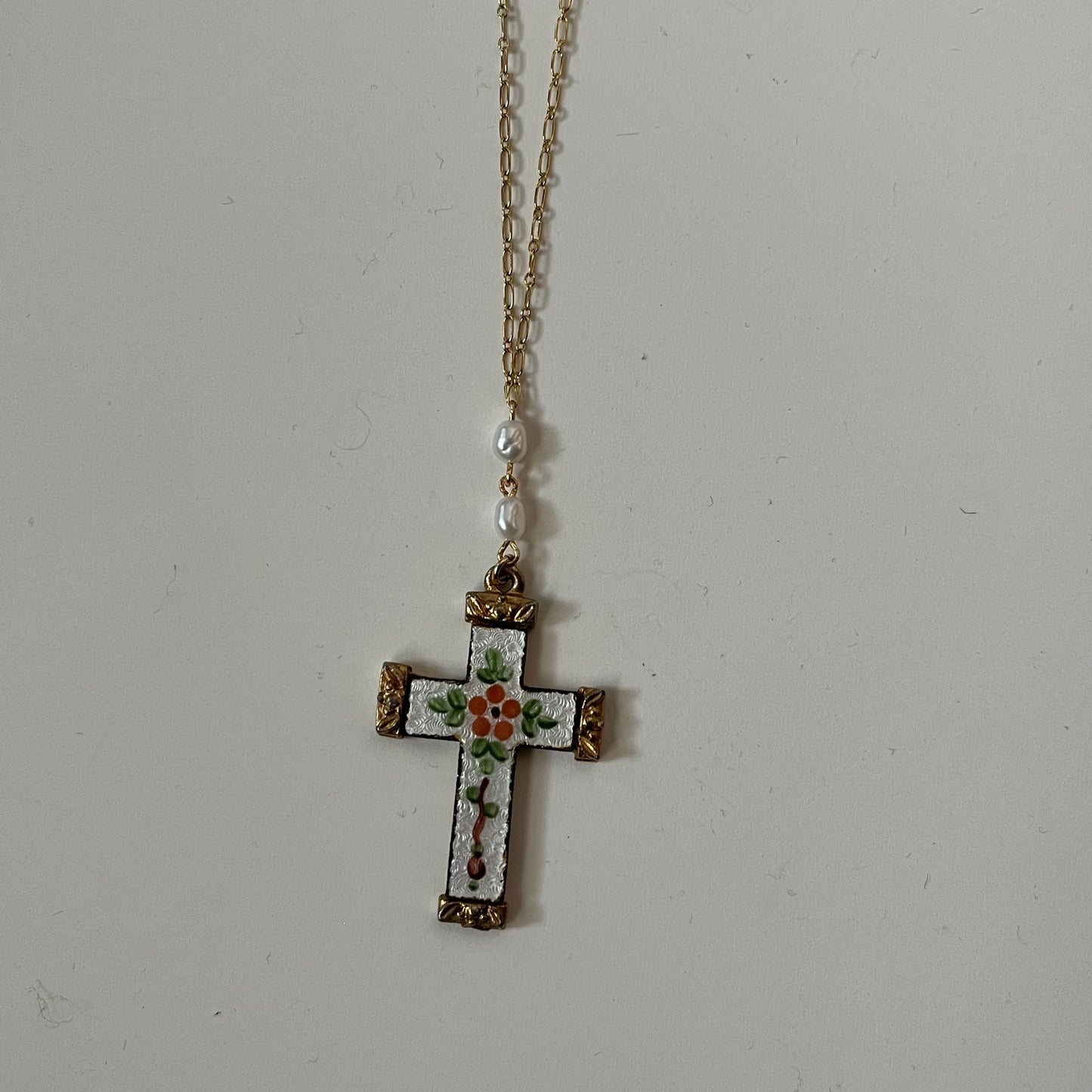 floral cross necklace