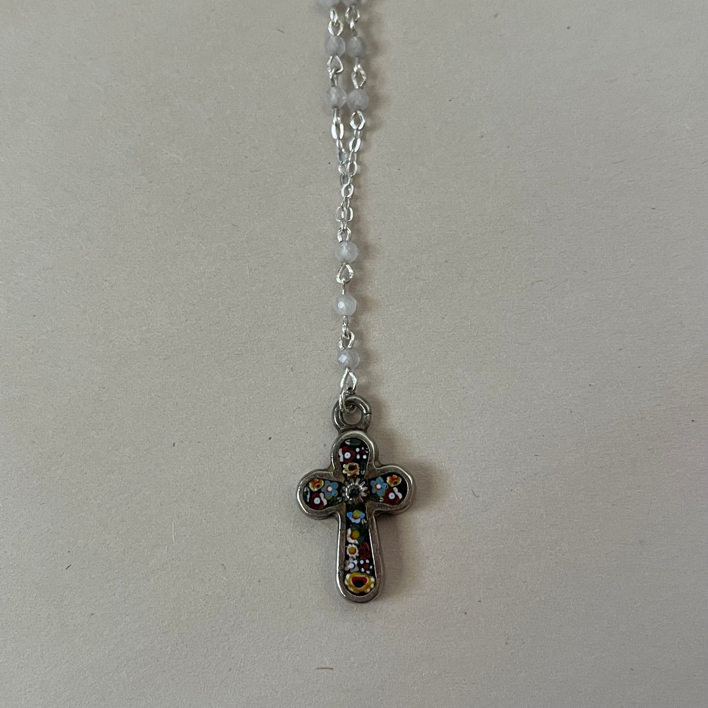 micro mosaic cross necklace