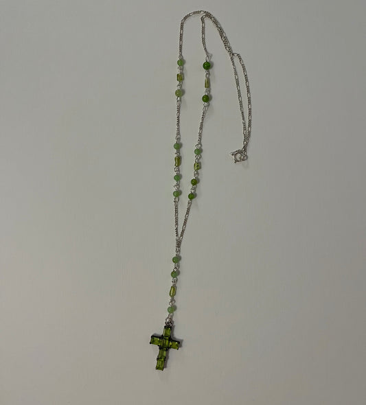 peridot cross necklace