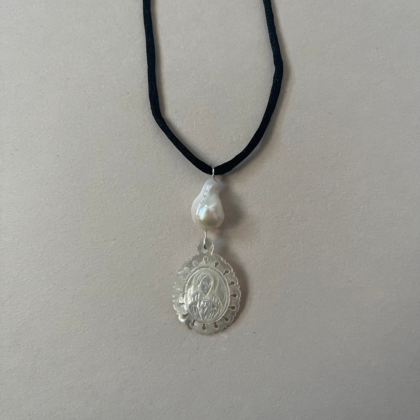 pearl mary necklace